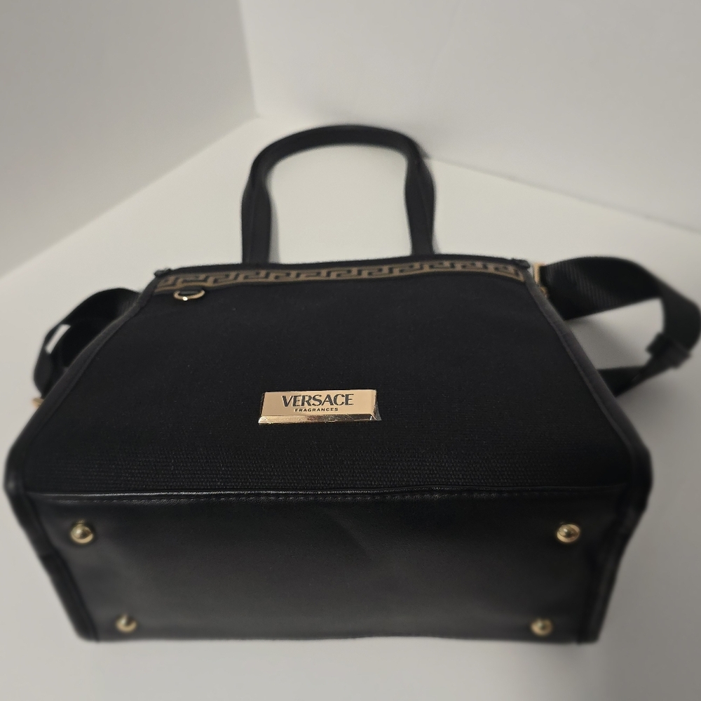 Versace Tote Bag Black Metallic Gold Handbag With Dust Bag - NEW - Picture 11 of 15
